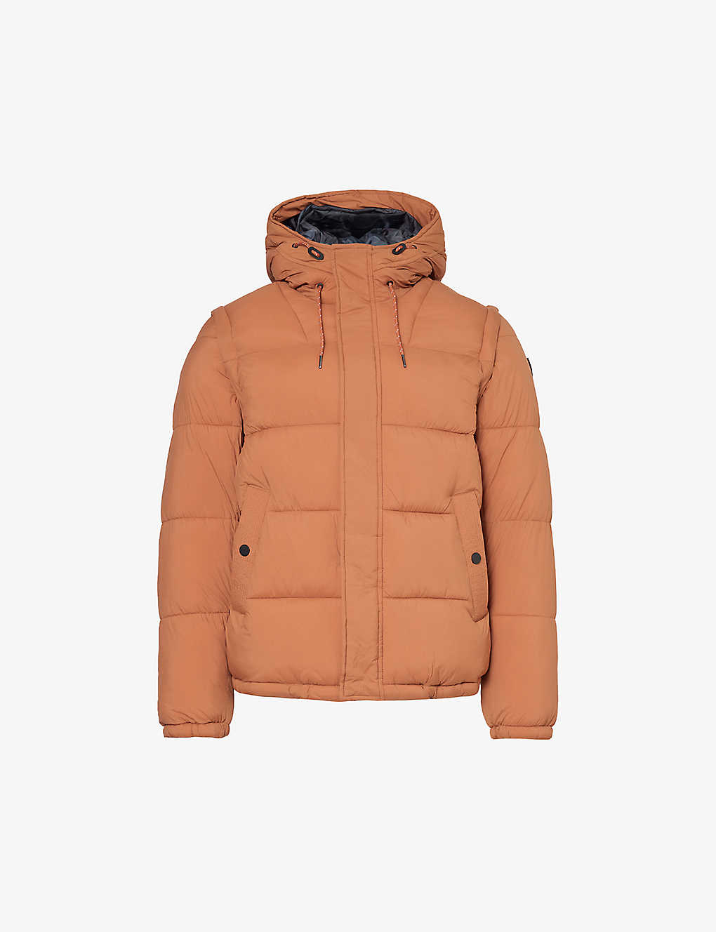 Ikks Mens Brique Hooded Quilted Shell Jacket