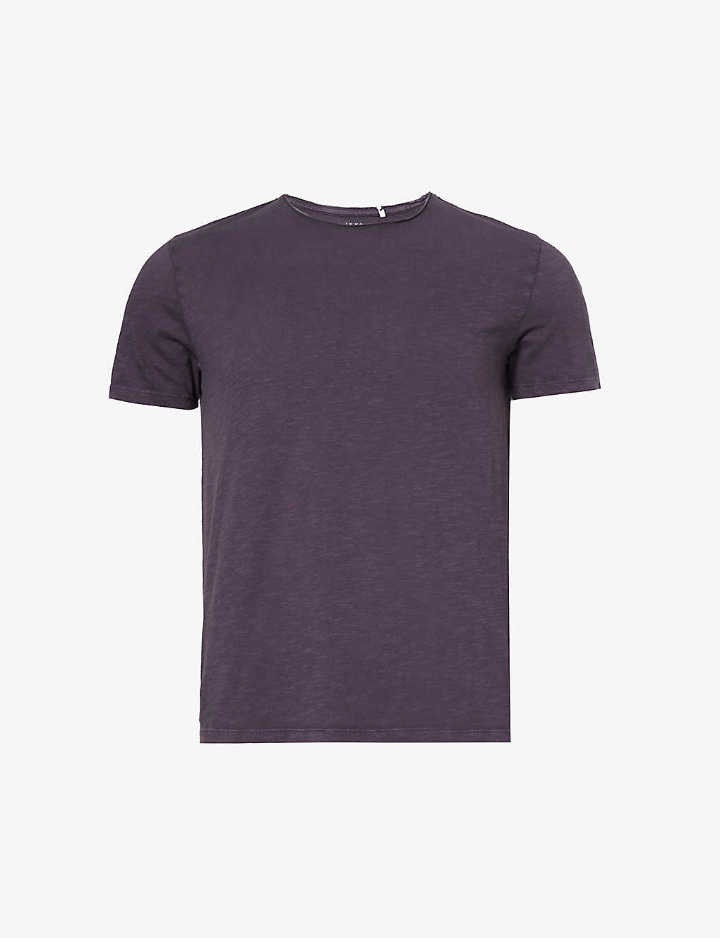 Ikks Mens Dark Plum Relaxed-fit Crewneck Cotton-jersey T-shirt