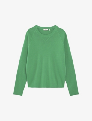 Ikks Mens Vert Round-neck Relaxed-fit Wool-blend Jumper In Green