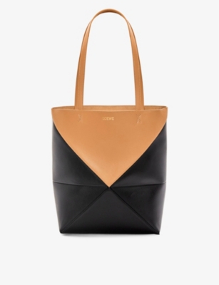 Large Puzzle Fold Tote in brushed suede Peanut - LOEWE