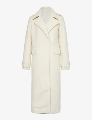 Pretty Lavish Womens Cream Halston Oversized Boucle-woven Coat In White