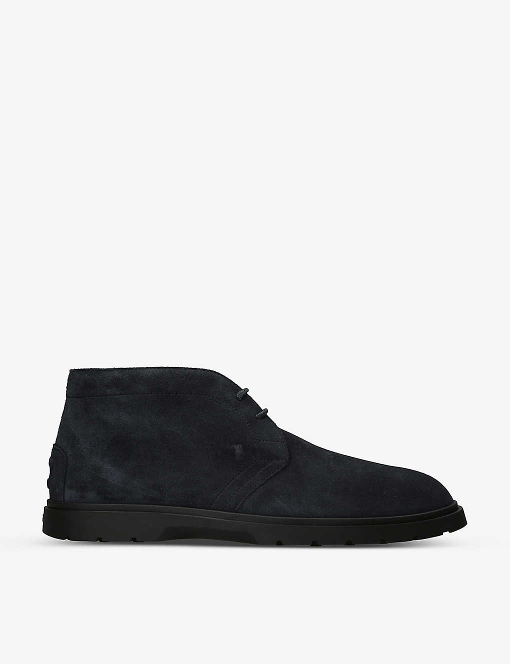 Tod's Tods Mens Navy Ibridro Suede Chukka Boots