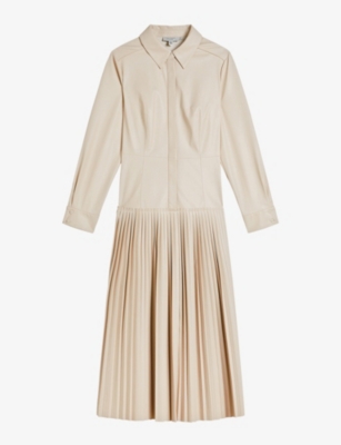 TED BAKER - Navaehh pleated faux-leather midi dress | Selfridges.com