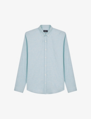 Balibaris Mens Cloud College Regular-fit Cotton-flannel Shirt In Blue