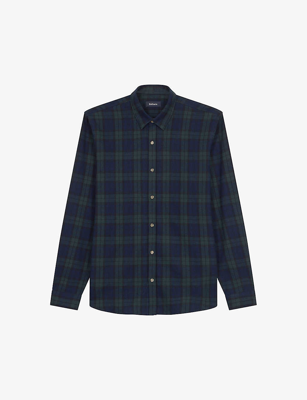 Balibaris Mercer Checked Semi-fitted Cotton Shirt In Navy/offgreen