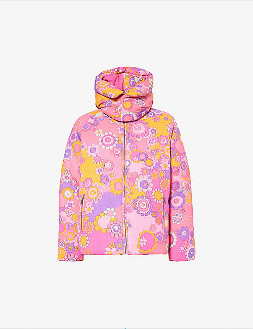 ERL: Snowboard floral-pattern relaxed-fit cotton-blend down jacket