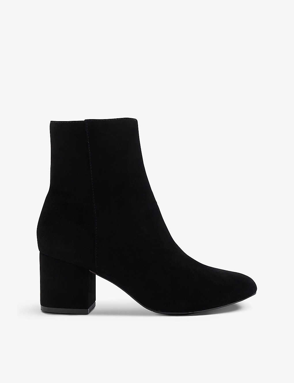 Dune Womens Black-suede Ottack Block-heel Suede Ankle Boots