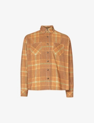Erl Check-print Cotton Shirt In Grey
