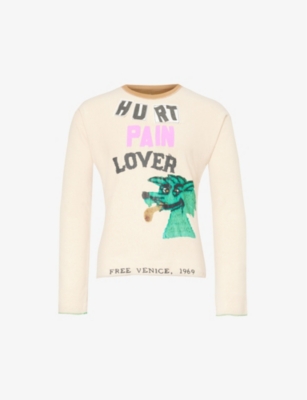 Erl Slogan-print Long-sleeve T-shirt In Cream