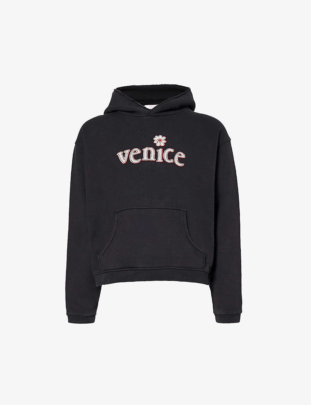 Shop Erl Men's Black Venice Branded Boxy-fit Cotton-blend Hoody