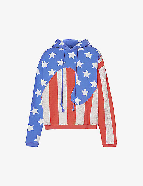 ERL: Stars And Stripes Swirl graphic-print oversized-fit cotton-jersey hoody