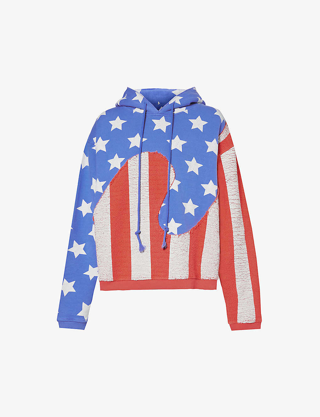 Shop Erl Men's Blue Stars And Stripes Swirl Graphic-print Oversized-fit Cotton-jersey Hoody
