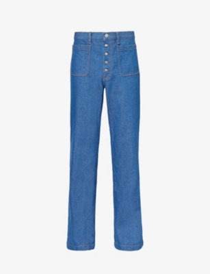 Honey Dijon Mens Mid Blue X Acne Studios Straight-leg Regular-fit Jeans