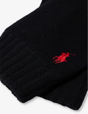 POLO RALPH LAUREN: Brand-print wool gloves