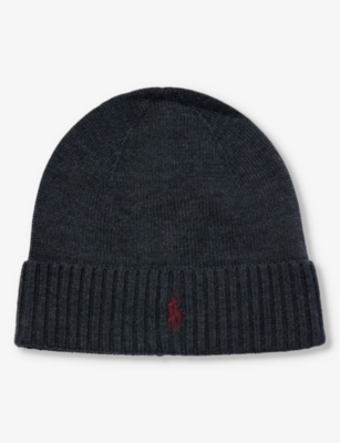 POLO RALPH LAUREN: Brand-embroidered folded-brim wool beanie