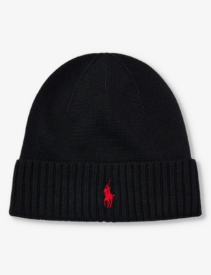 POLO RALPH LAUREN: Brand-embroidered folded-brim wool beanie