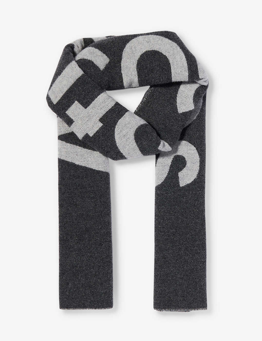 Shop Acne Studios Womens Grey/light Grey Tronty Logo-pattern Wool-blend Scarf