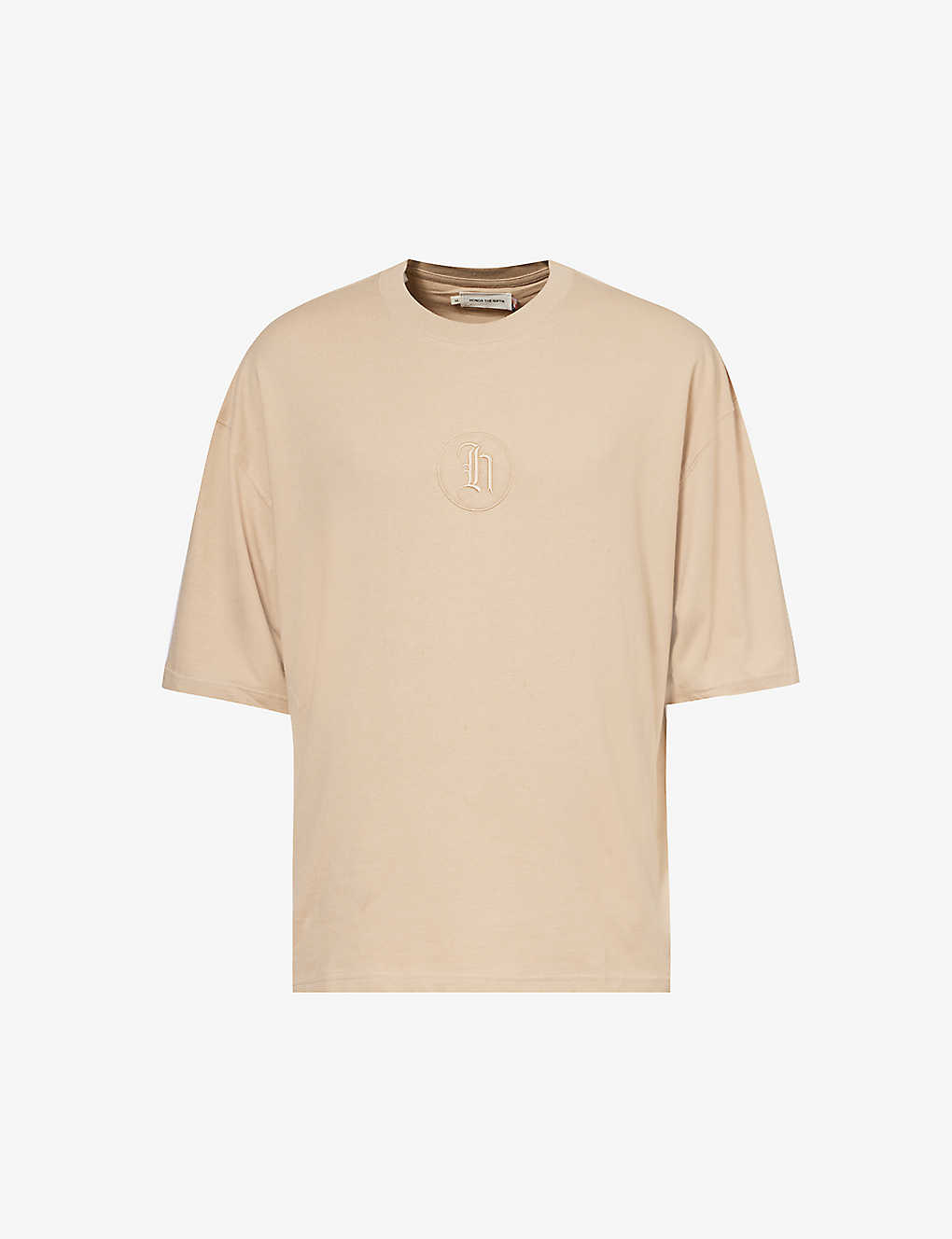 Honor The Gift Mens Tan Brand-embroidered Relaxed-fit Cotton-jersey T-shirt