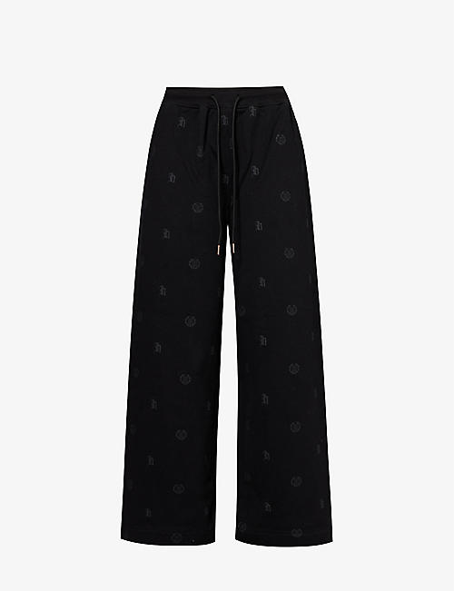 HONOR THE GIFT: Crest brand-print high-rise relaxed-fit cotton-jersey jogging bottoms