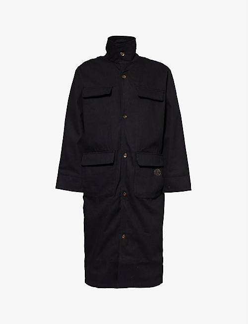 HONOR THE GIFT: Brand-embroidered four-pocket cotton-blend coat