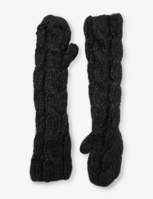 Gabriela Hearst Womens Black Scarlett Cable-knit Cashmere Knitted Mittens