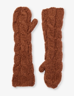 Gabriela Hearst Womens Cognac Scarlett Cable-knit Cashmere Knitted Mittens