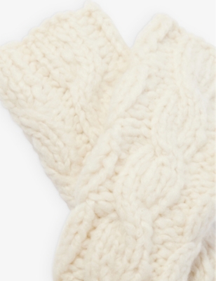 Shop Gabriela Hearst Women's Ivory Scarlett Cable-knit Cashmere Knitted Mittens