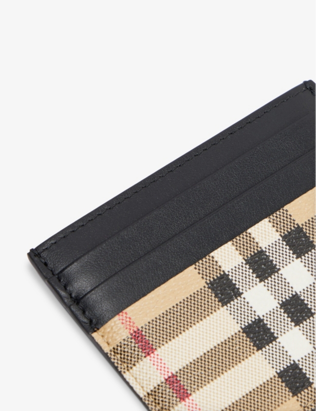 Sandon check-print faux-leather card holder