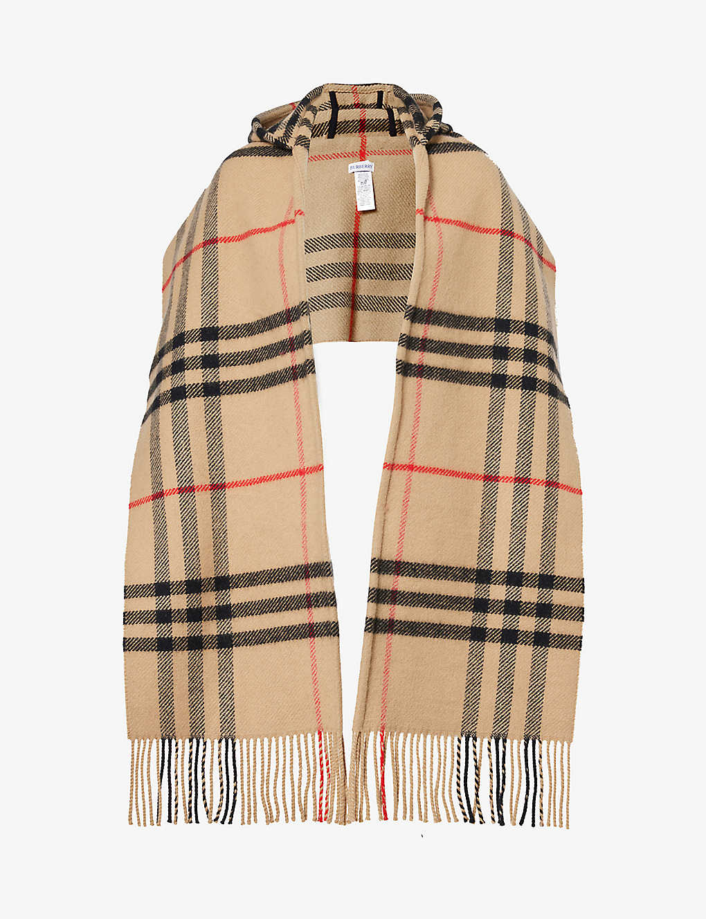 BURBERRY - Hooded check-print wool and cashmere-blend scarf ...