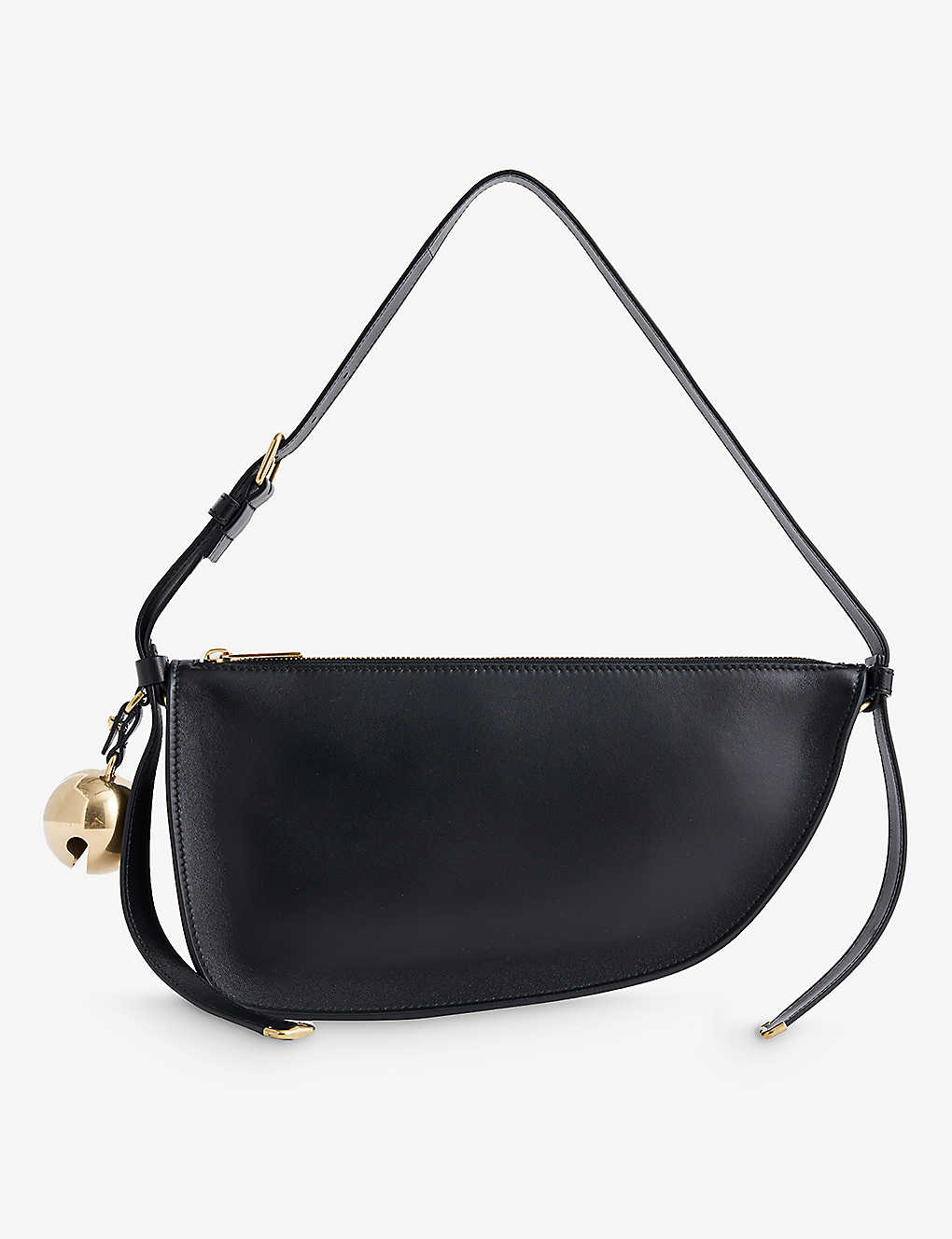 Burberry Womens Black Shield Metallic-charm Leather Shoulder Bag