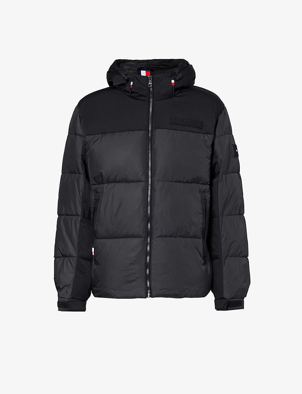 Tommy Hilfiger Mens Black Branded Quilted Regular-fit Shell Jacket