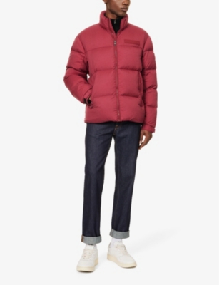 Shop Tommy Hilfiger New York Brand-patch Relaxed-fit Woven-down Jacket In Rouge