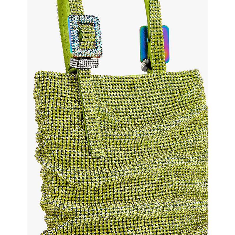 Shop Benedetta Bruzziches Loll La Petite Rhinestone-embellished Mesh Top-handle Bag In Never Say Never