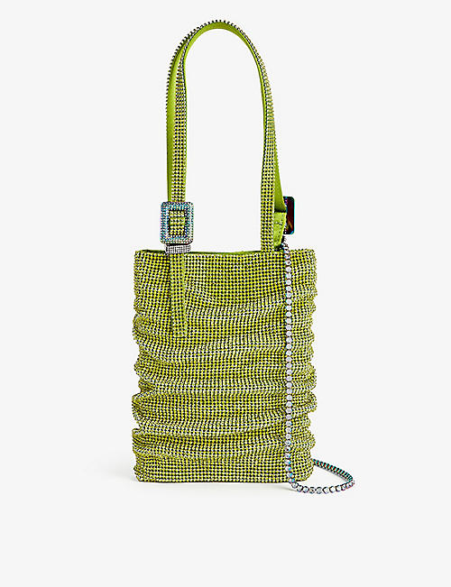 BENEDETTA BRUZZICHES: Loll La Petite rhinestone-embellished mesh top-handle bag
