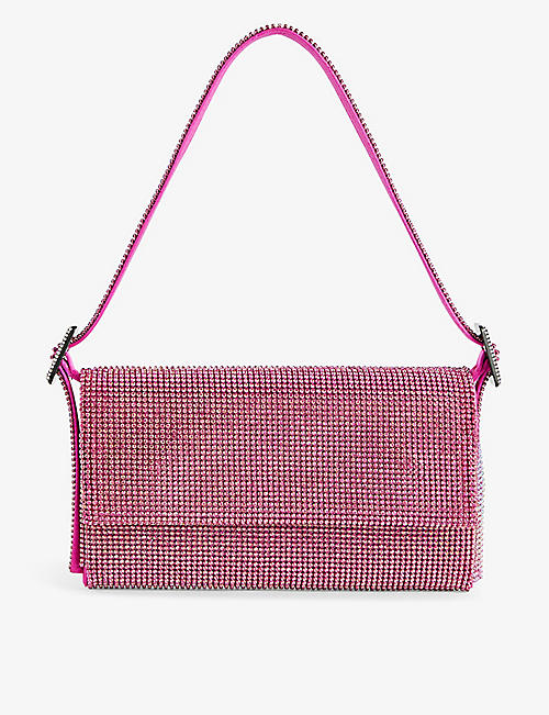 BENEDETTA BRUZZICHES: Vittissima La Petite crystal-embellished mesh shoulder bag