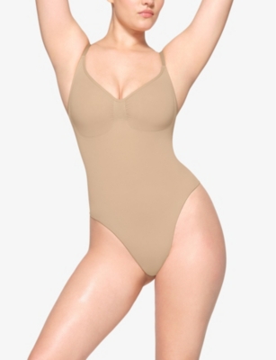 Skims Womens Clay Seamless Sculpt Fitted Stretch-woven Body In Clay