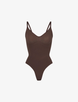 Skims Womens Cocoa Seamless Sculpt Fitted Stretch-woven Body