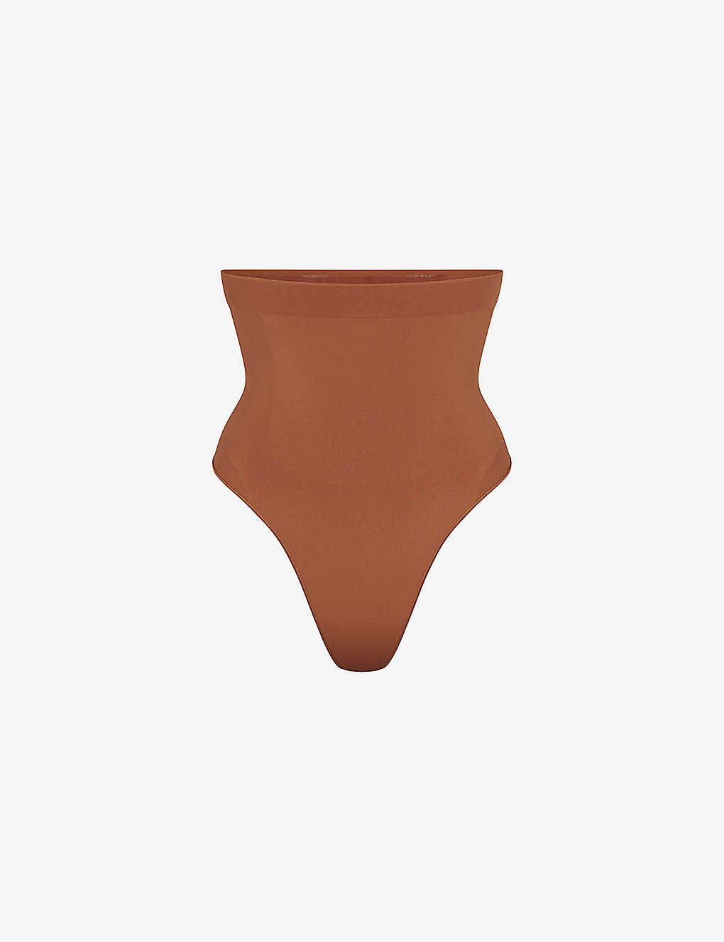 Skims Seamless Sculpt High-rise Stretch-woven Thong In Brown