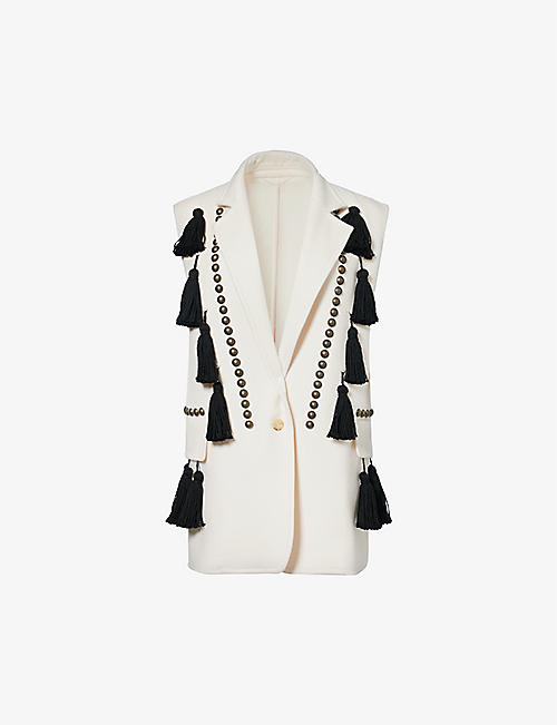 MAX MARA: Arco tassel-embellished cotton-blend jacket