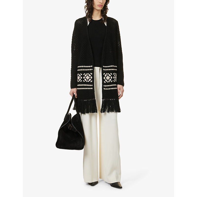 Shop Max Mara Orione Wool And Cashmere-blend Cardigan In Black