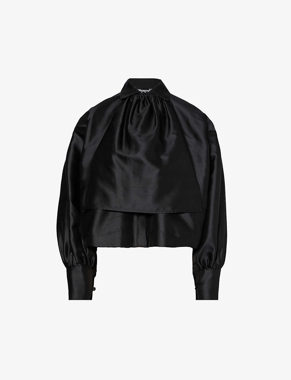 Shop Max Mara Women's Black Callas Ruched Silk And Cotton-blend Shirt