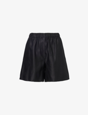 Shop Max Mara Women's Black Piadena High-rise Cotton Shorts