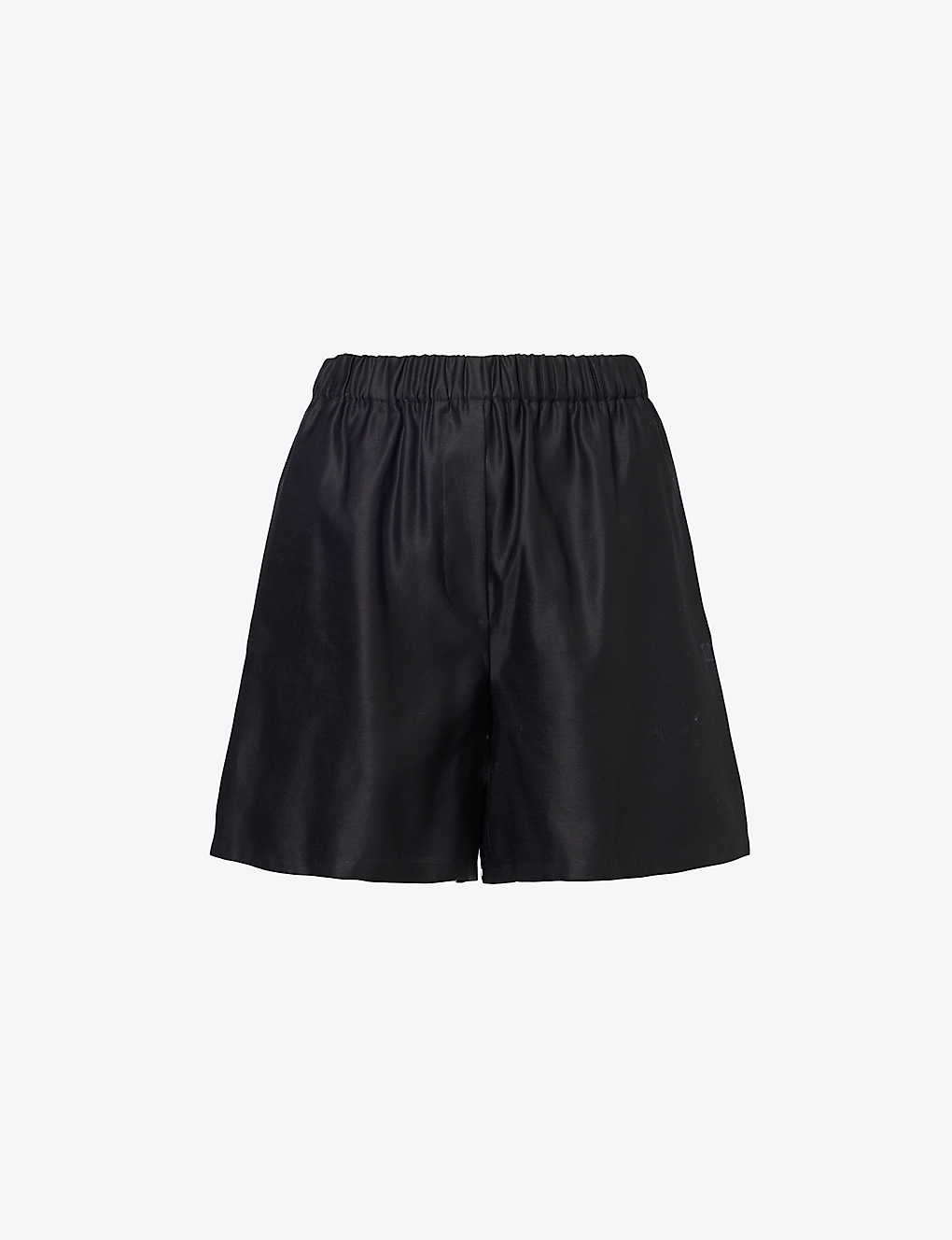 Shop Max Mara Womens Black Piadena High-rise Cotton Shorts