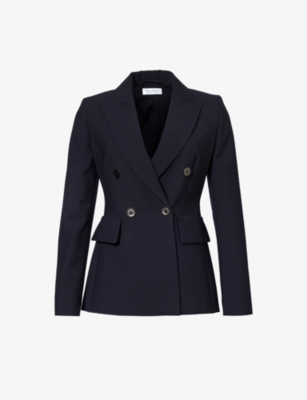 Max Mara Womens Ultramarine Albero Double-breasted Wool-blend Blazer