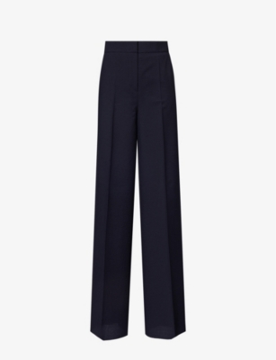 Max Mara Womens Ultramarine Cervo Wide-leg Mid-rise Wool-blend Trousers