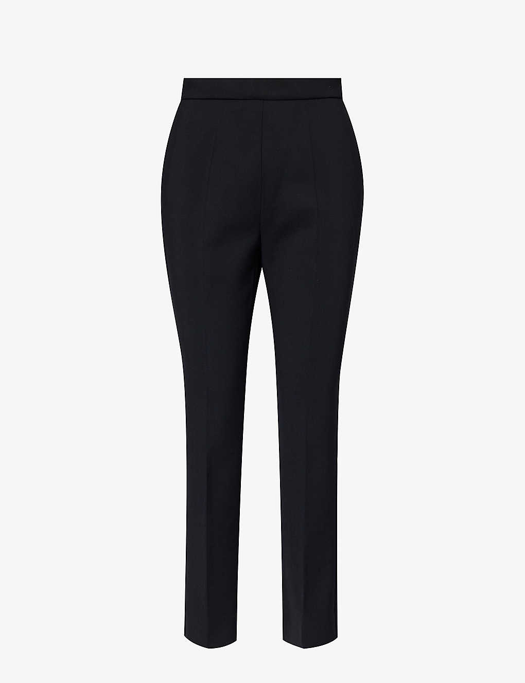 Max Mara Womens Black Nepeta Straight-leg High-rise Stretch-wool Trousers