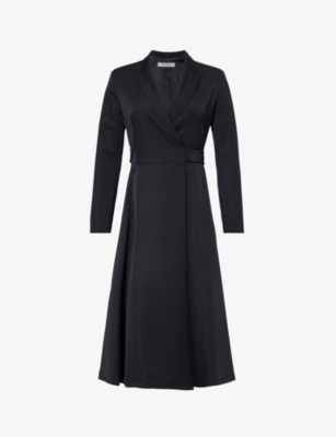 MAX MARA: Diorama peak-lapel wool-blend midi dress