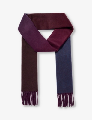 JOHNSTONS: Ombre-print tassel-trim cashmere scarf