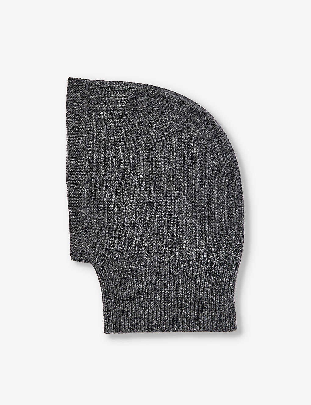 Johnstons Mens Sfa Mid Grey Ribbed-texture Hooded Cashmere Snood