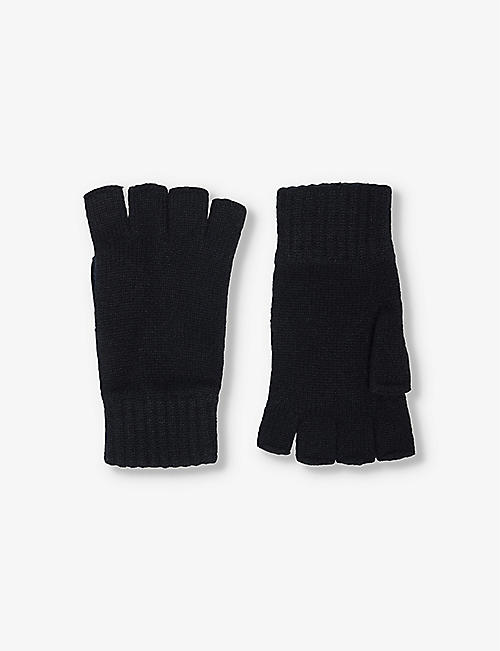 JOHNSTONS: Fingerless ribbed cashmere gloves